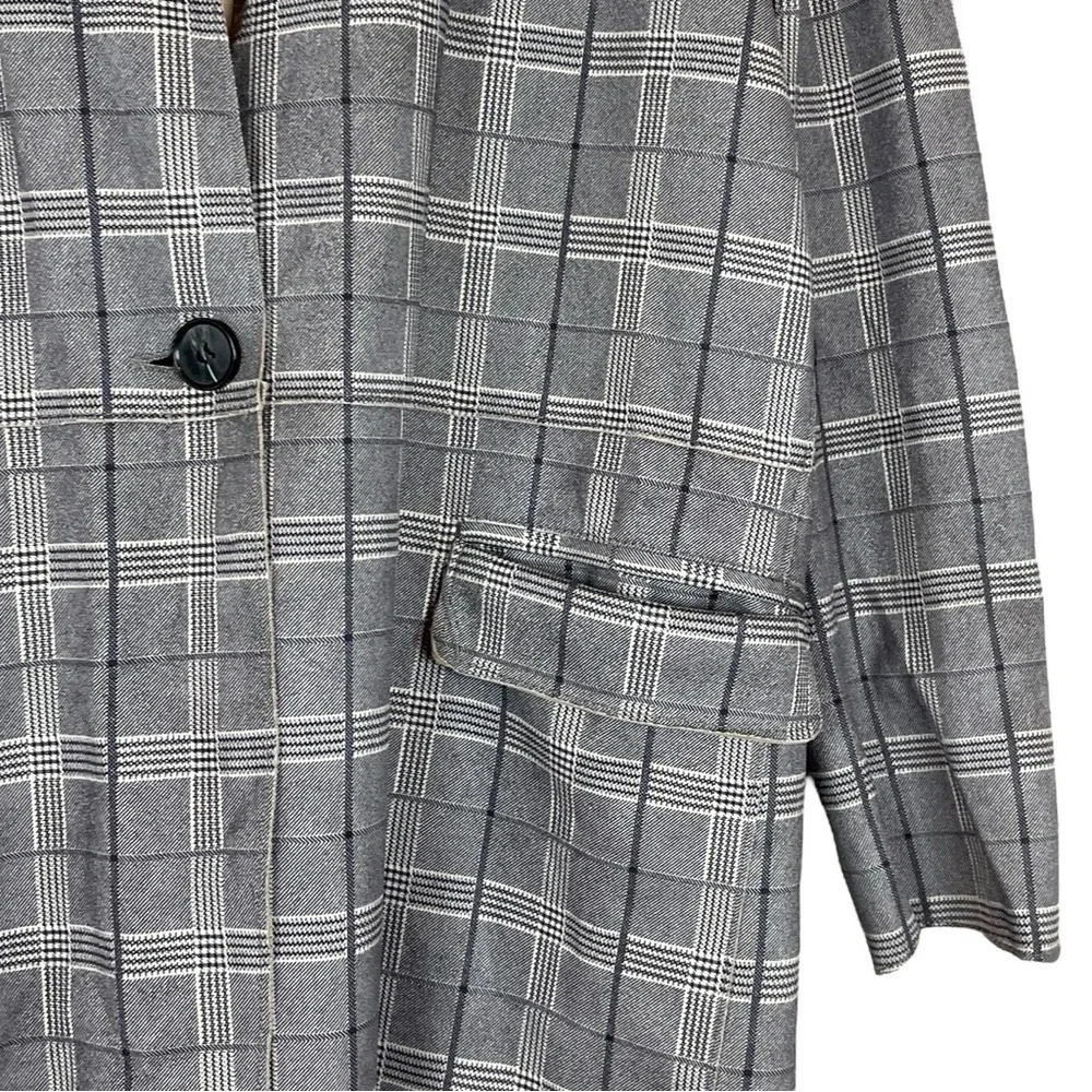 Blank NYC Anthropologie Renegade Faux Suede Plaid Longline Jacket Gray Size M